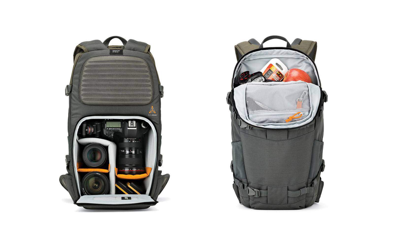 Lowepro flipside trek bp 350 aw backpack for DSLR camera body & 2-3  lenses. also fits dji mavic drone and transmitter with gopro, gray/dark  green 
